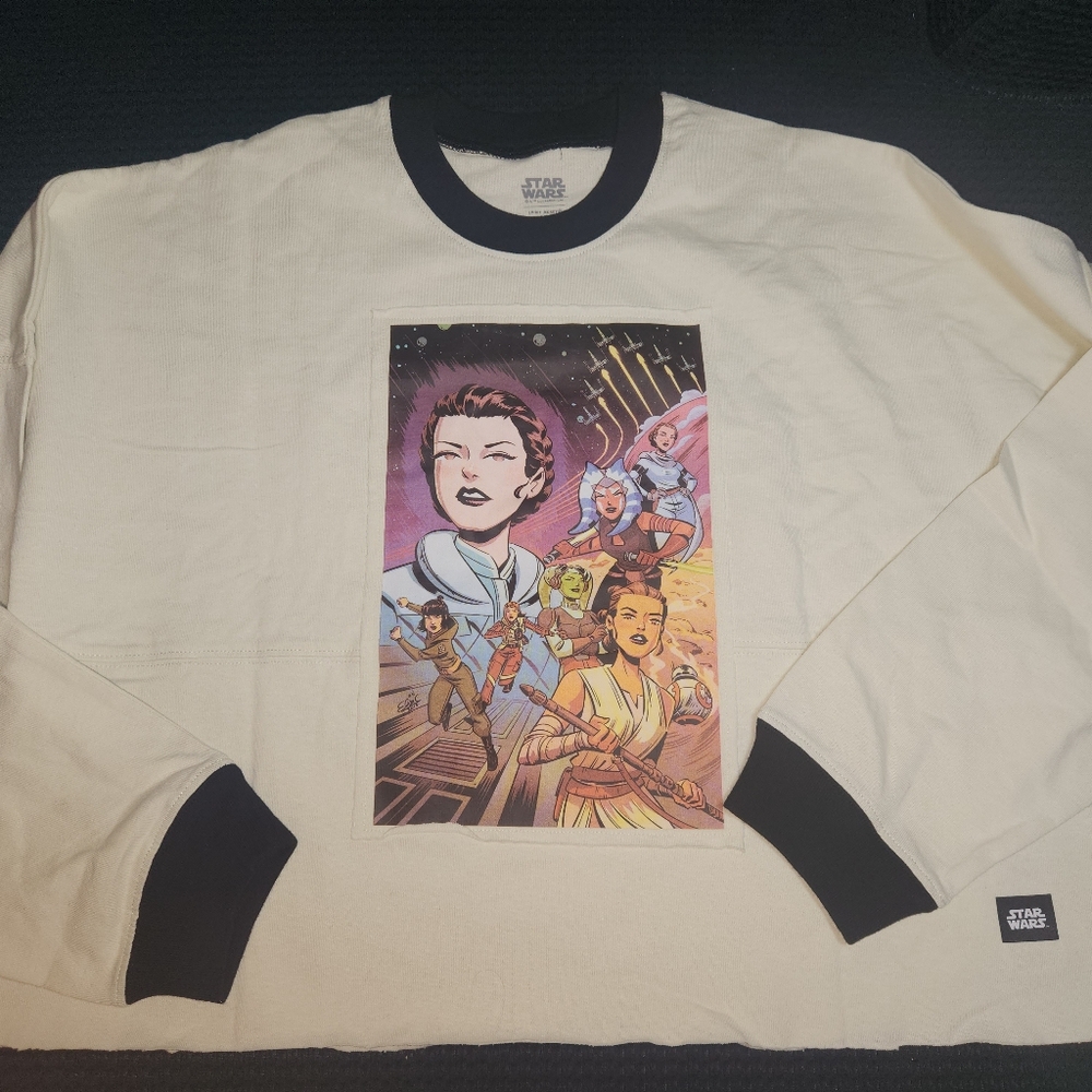 Disney Star Wars Women of The Galaxy Cropped Raw Hem Spirit Jersey Medium NWT
